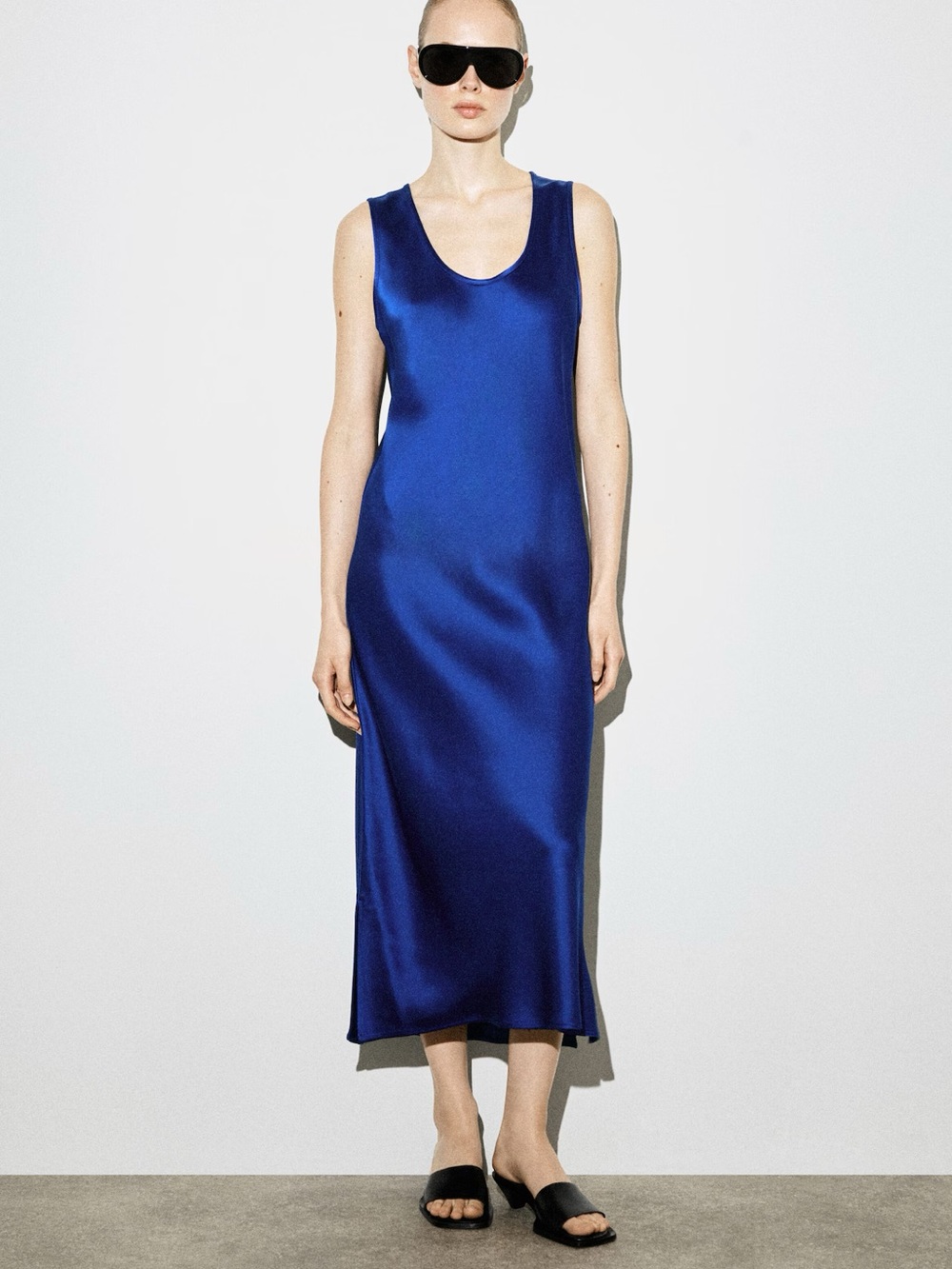 NWT (size 10) COS SCOOP-NECK SATIN MIDI DRESS